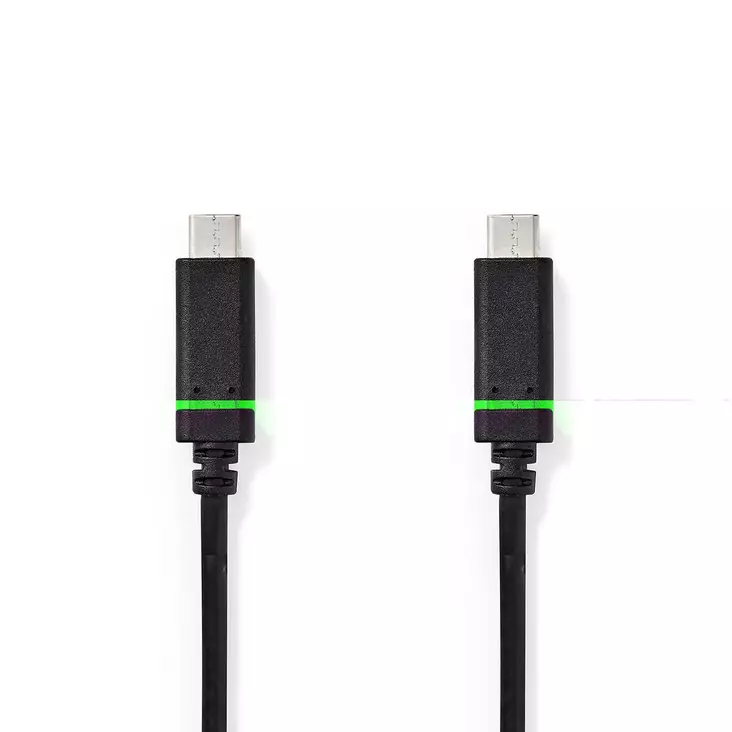 USB-kabel | USB 3.2 Gen 1 | USB-C Hane | USB-C Hane | 60 W | 4K@60Hz | 5 Gbps | Nickelplaterad | 2.00 m | Rund | PVC | Svart | Låda - Dator och nätverk - 5412810401192 - 1