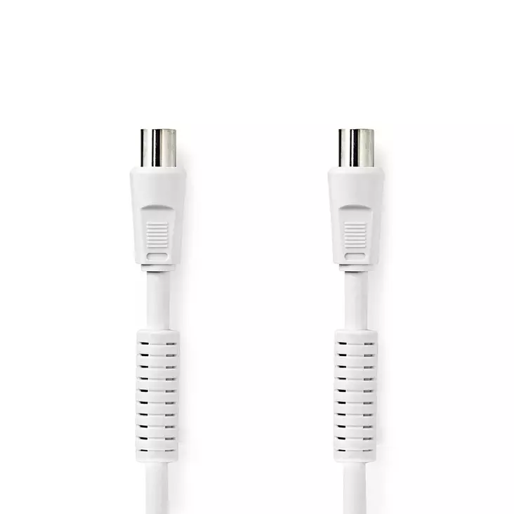 Koaxialkabel | IEC (Koax) Hane | IEC (Koax) Hona | Nickelplaterad | 120 dB | 75 Ohm | Fyra skydd | 15.0 m | Rund | PVC | Vit | Label - Antennkablar - 5412810425822 - 1