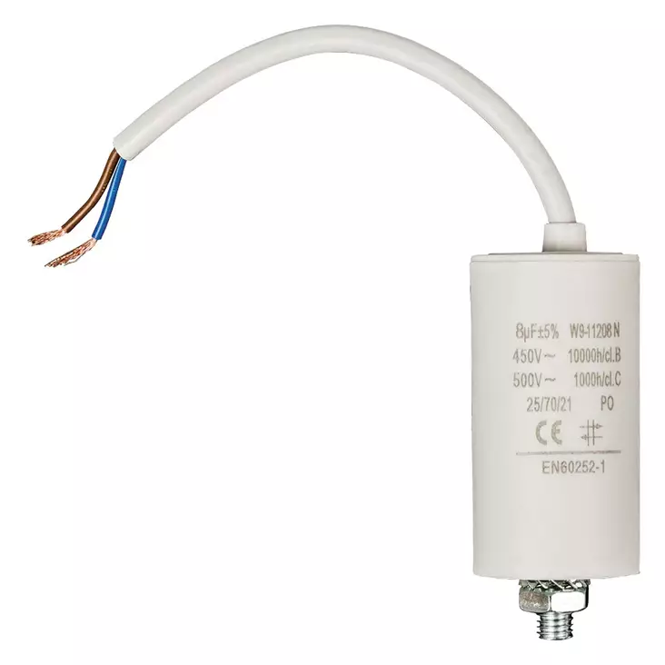 Kondensator | 8.0 uF | 450 V | Ledning | 1 st. - Reservdelar - 5412810477302 - 10
