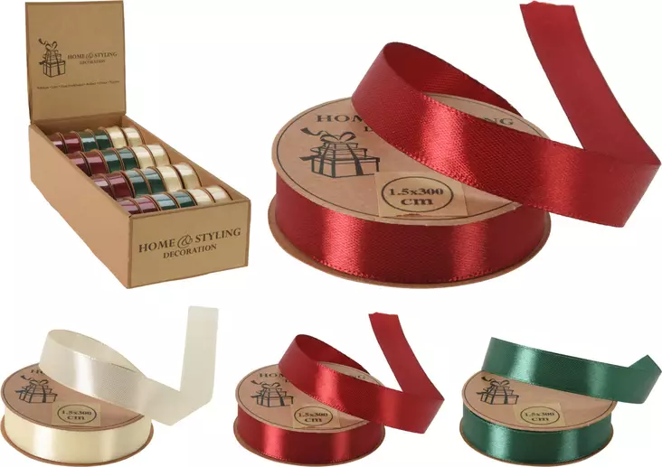 Home & Styling Dekorationsband 15 mm x 3 m – Satinband för Pyssel och Festdekoration - Förpackning och paketering - 8720573686952 - 1