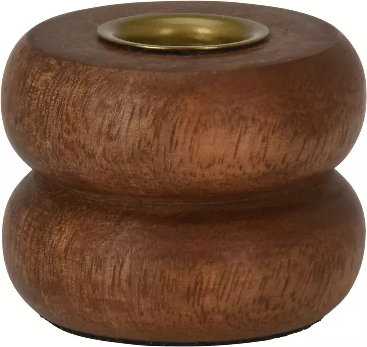 Ljusstake i mangoträ 5 cm, varm valnötston, minimalistisk skandinavisk inredning - Ljus och lyktor - 8720573752152 - 1