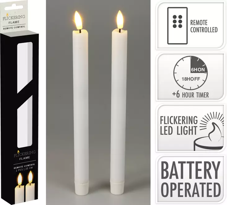 LED Kronljus 2 st 25 cm Vit Med Fjärrkontroll Timer Säker För Inomhusbruk - LED-ljus och lyktor - 8721037188142 - 1