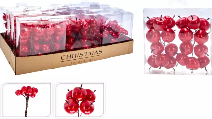 Juld ekorationer Konstgjorda Björnbär och Äpplen – Naturtrogen Röd Bärsats för Hem och Fest - Juldekorationer och textilier - 8721037530682 - 1