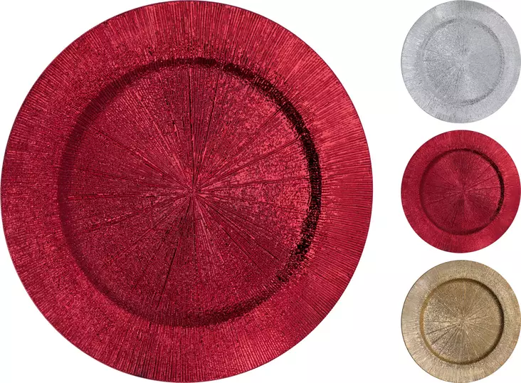 Elegant 40 cm texturerad laddningstallrik – stilfull och hållbar dekorativ serveringsbricka - Ljus och lyktor - 8721037576192 - 1