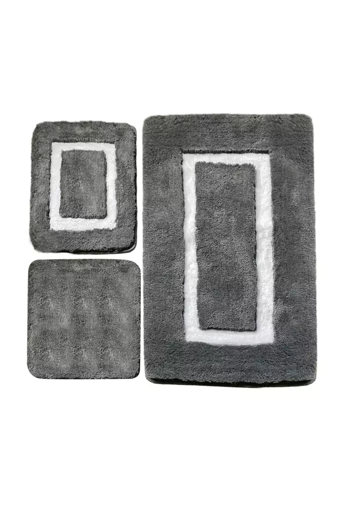 Akrylbadrumsmatteset (3 delar), antracit, 40 x 60 cm, 50 x 60 cm, 60 x 100 cm, mjuk, säker, lättskött - Badrumsmattor och våtrumsmattor - 8684282009702 - 1