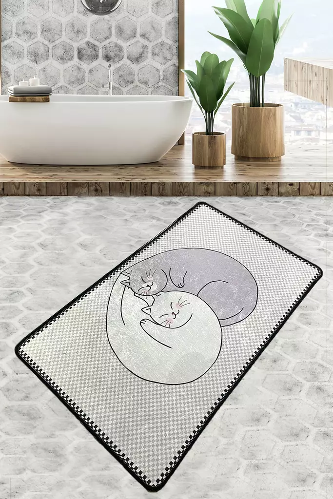 Badrumsmatta Mijölnir Flerfärgad 100% Polyester Antibakteriell Halkfri 70x120 cm - Badrumsmattor och våtrumsmattor - 8683342497602 - 1