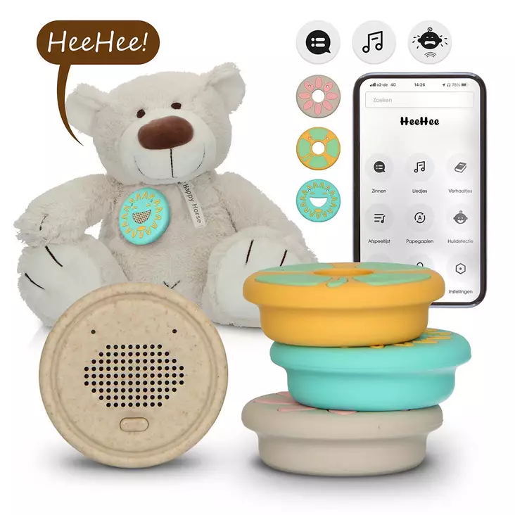 Baby HeeHee + Teddybjörn - Chattknapp, gör ditt gosedjur till en interaktiv vän - Bluetooth-högtalare - 8711902079132 - 1