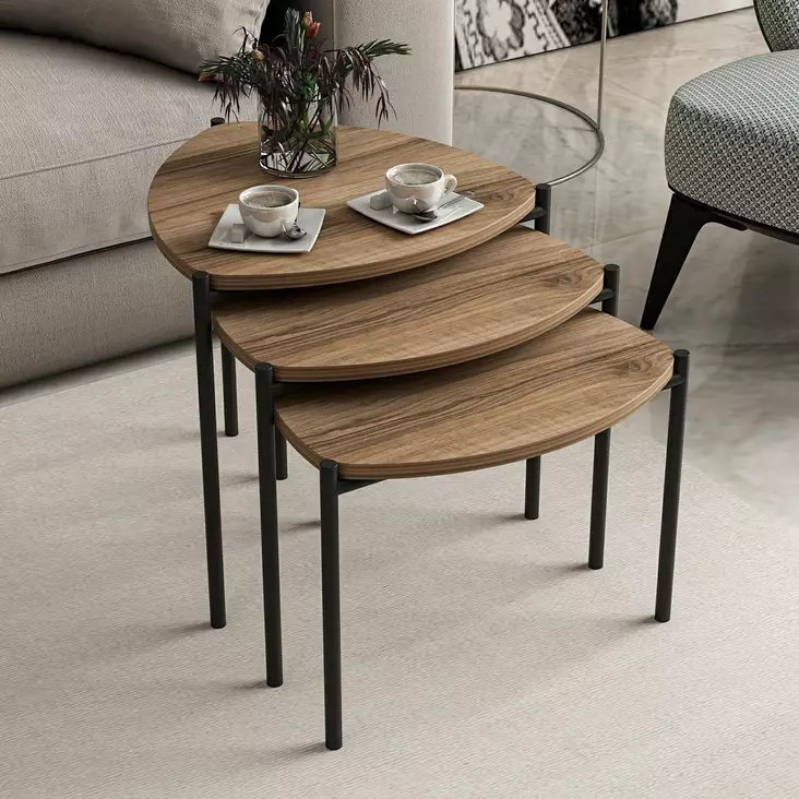 Nestingbord Hanah Home Lenny Valnöt Spånskiva 45x45x45 45x40x45 45x35x45 cm - Möbler - 8683742465812 - 1