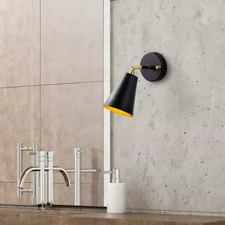 Vägglampa Opviq Evander Svart Guld Metall 10 x 26 x 21 cm - Tak- och vägglampor - 8683743269822 - 1