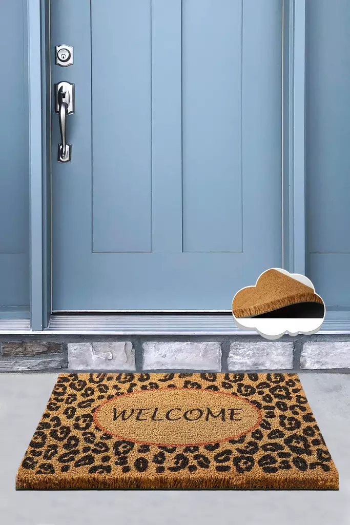 Coco Dörrmatta Conceptum Welcome Leopard Flerfärgad Coco 40x60 cm - Dörrmattor och skrapmattor - 8682870344532 - 1