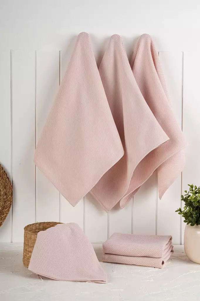 Kökshandduk Set Hermia Eloise Ljusrosa Bomull Polyester 6 Delar - Kökstextilier - 8684283207572 - 1