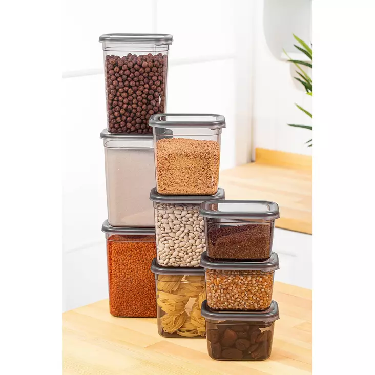 Förvaringslåda Set Hermia Antracit Plast 9 Delar - Matlådor och matförvaringsbehållare - 8683742868842 - 1