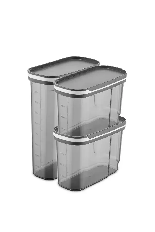 Förvaringslåda Set Hermia Antracit Plast 3 Delar - Matlådor och matförvaringsbehållare - 8683342477482 - 1