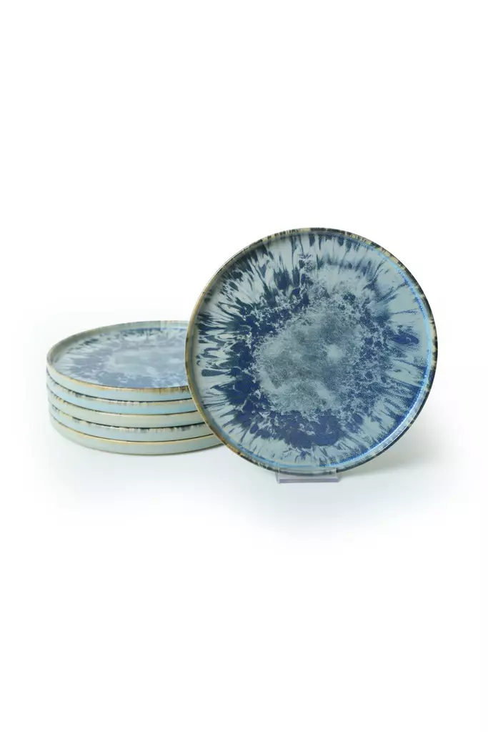 Serveringsfat Set Hermia Blå Turkos Keramik 6 Delar - Serveringsfat - 8684283059522 - 1