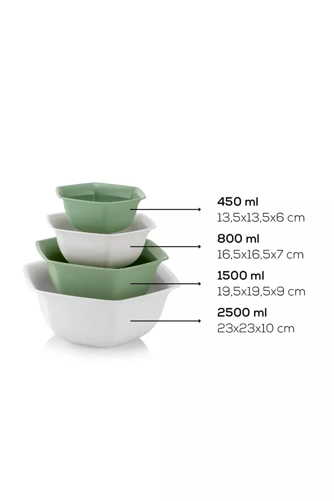 Skål Set Hermia Grön Plast 4 Delar - Serveringsfat - 8684283210572 - 1