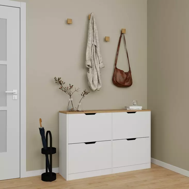 Skoskåp Hanah Home Duru Matt Vit Spånskiva 120,5x79,2x30 cm - Skoskåp - 8684283650392 - 1