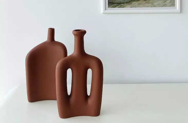 Vas Set Aberto Design CY0154 Tegelröd Keramik 15x4x19 cm 15x5x27 cm - Hängande blomkrukor och vaser - 8684282979432 - 1