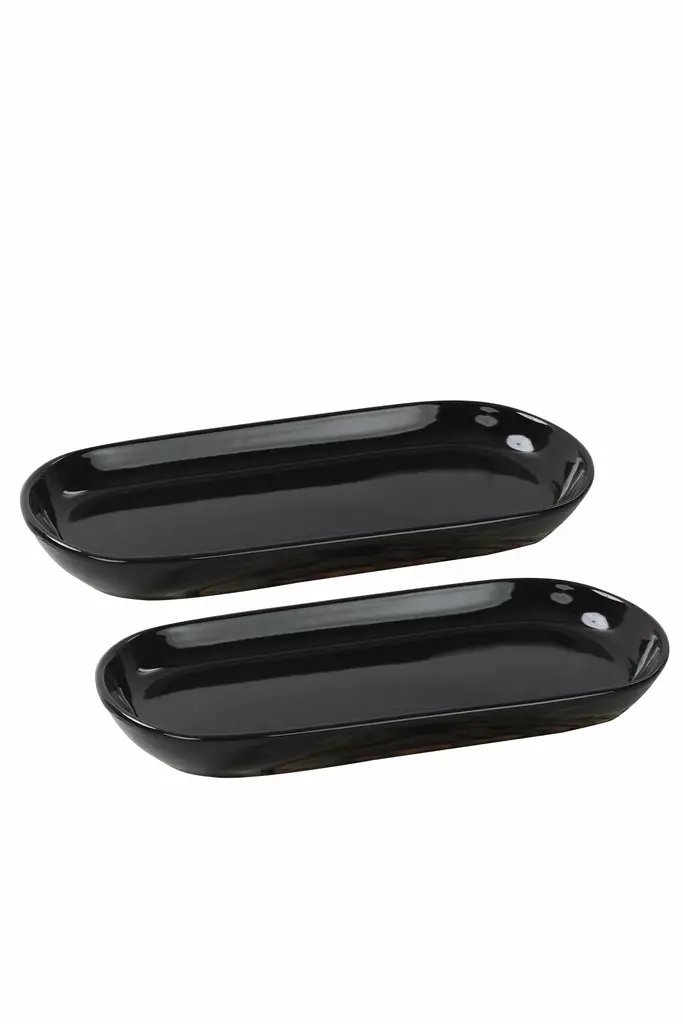 Uppläggningsfat Set Hermia Svart Keramik 2 Delar - Tallrikar - 8683342393782 - 1