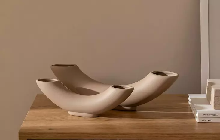 Vas Set Aberto Design CY0196 Ljusbrun Keramik 27x4x8 cm 36x5x10 cm - Hängande blomkrukor och vaser - 8684282979852 - 1