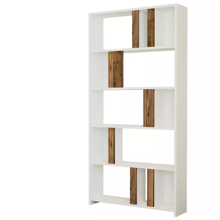 Bokhylla Hanah Home Lima Vit Valnöt Spånskiva 90x180x20 cm - Bokhyllor - 8683342169752 - 1