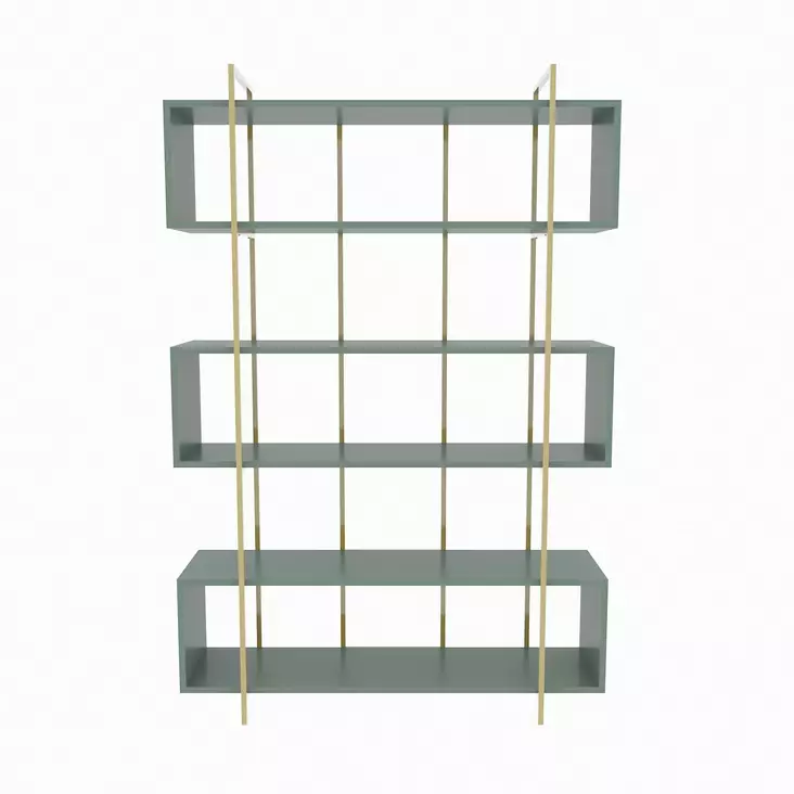 Bokhylla Hanah Home Bruti Grön Guld Spånskiva 120x180x29,6 cm - Bokhyllor - 8683743958962 - 1