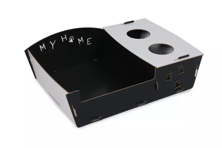 Kattbädd Aberto Design Cat Bed Svart Vit MDF 15x60x40 cm - Kattbäddar - 8682870971622 - 1