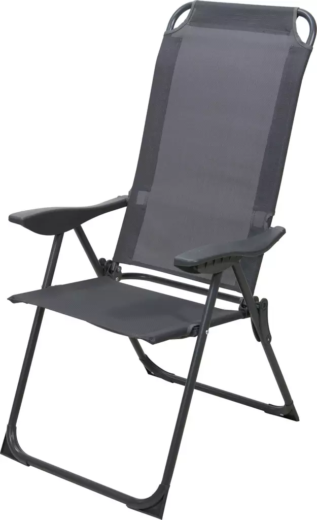 Hopfällbar stol med hög rygg och armstöd, mörkgrå - Trädgårdsstolar och soffor - 8721037864152 - 2