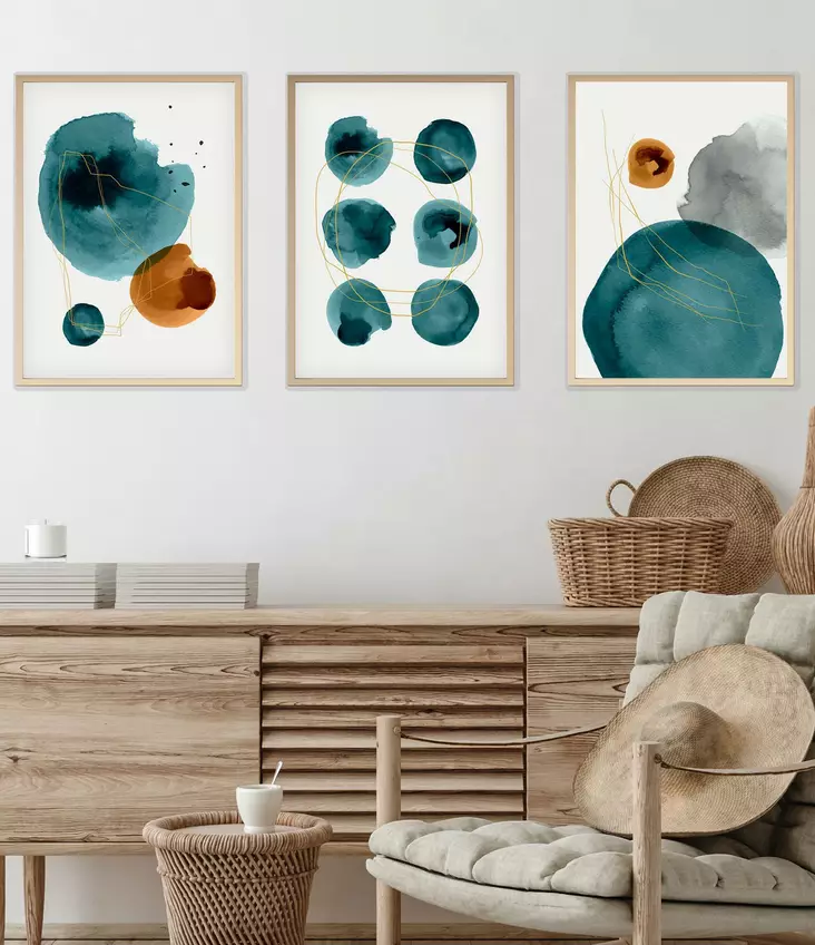 Inramad MDF-tavla Wallity Flerfärgad MDF 50x70 cm 3 Delar - Tavlor och ramar - 8684282337652 - 1
