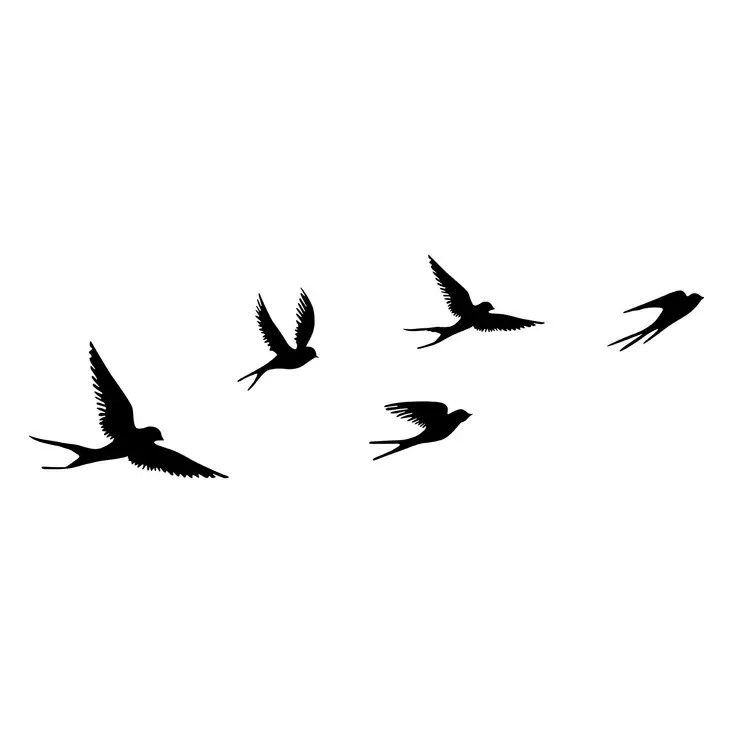 Väggdekor Metall Wallxpert Crow Svart Metall 33x22,5 cm 5 Delar - Dekorationer, prydnadsföremål - 8683742939962 - 1