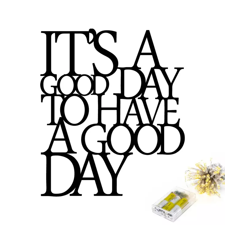 Väggdekor Metall Wallity Its A Good Day To Have A Good Day Svart Metall 70x61 cm - Dekorationer, prydnadsföremål - 8684282635192 - 1