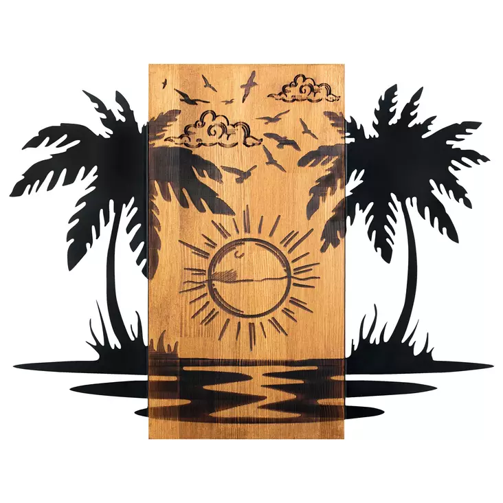 Väggdekor Trä Wallity Hawaii Svart Trä 74x57,5 cm - Dekorationer, prydnadsföremål - 8683743680382 - 1