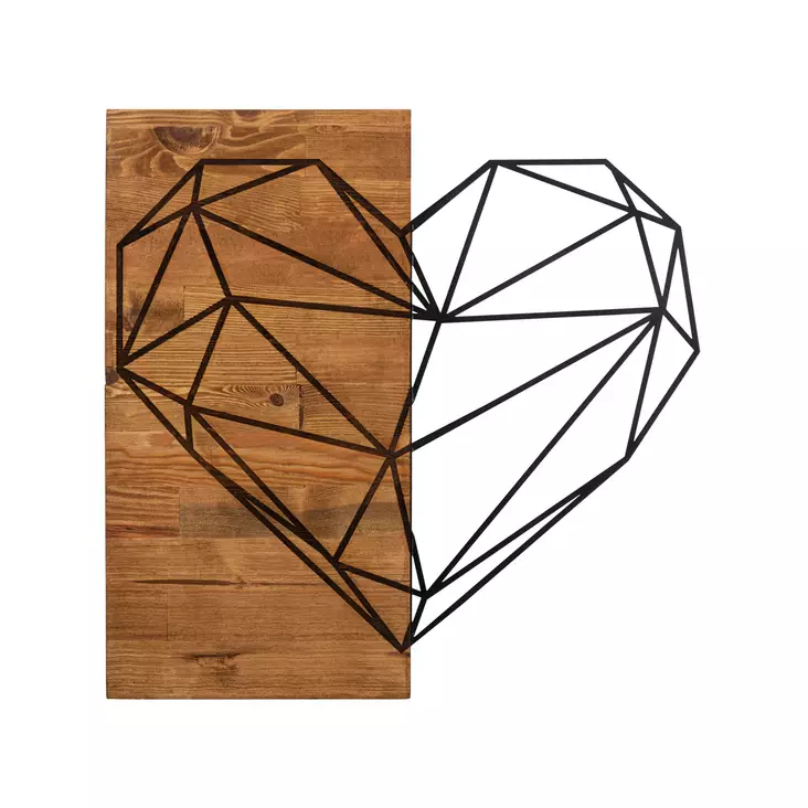 Väggdekor Trä Wallity Heart Svart Trä 58x58 cm - Dekorationer, prydnadsföremål - 8682870854772 - 1