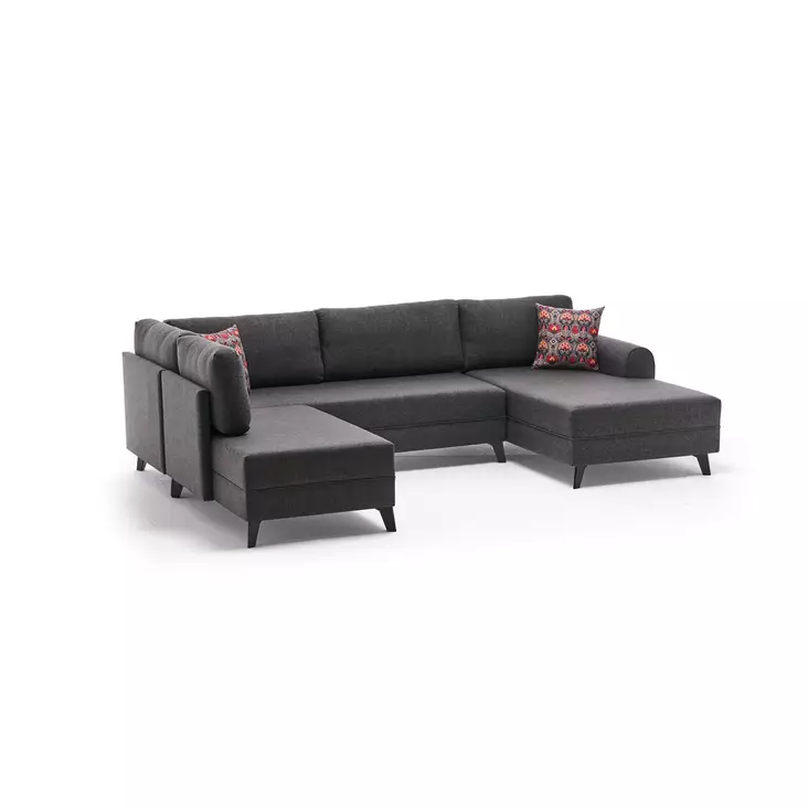 Hörnbäddsoffa Atelier del Sofa Belen Antracit Polyester Linne 300x202x78 cm - Soffor - 8682870658882 - 1