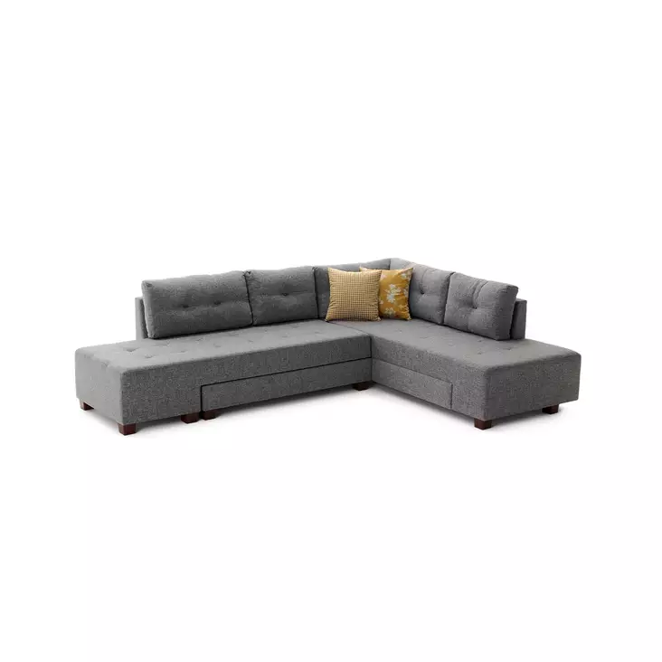 Hörnbäddsoffa Atelier del Sofa Manama Grå Polyester 280x206x85 cm - Soffor - 8681875114232 - 1