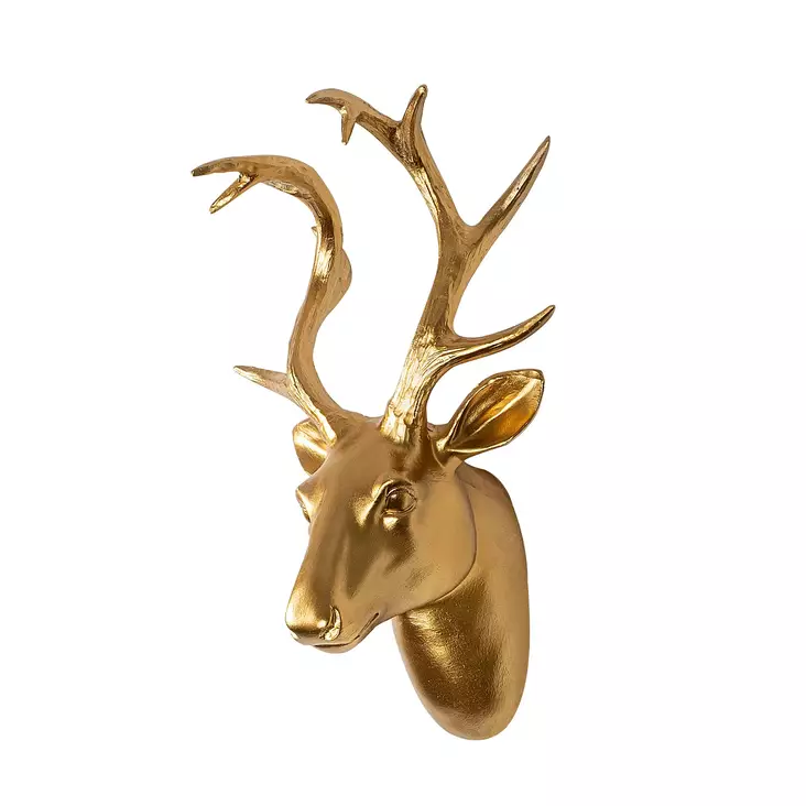 Väggdekor Wallity Bust of Deer Guld Polyester 26x38x17 cm - Dekorationer, prydnadsföremål - 8683743851942 - 1