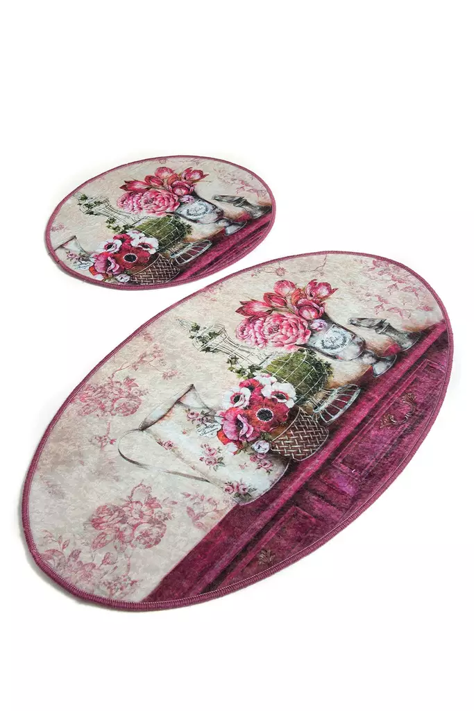 Badrumsmatta Set Mijölnir Flerfärgad 100% Polyester Antiallergisk Halkfri 50x60 cm & 60x100 cm - Badrumsmattor och våtrumsmattor - 8681875272222 - 1