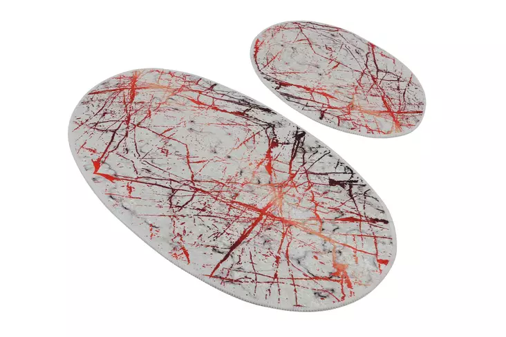 Badrumsmatta Set Mijölnir Flerfärgad 100% Polyester Antiallergisk Halkfri 50x60 cm & 60x100 cm - Badrumsmattor och våtrumsmattor - 8682870129832 - 1