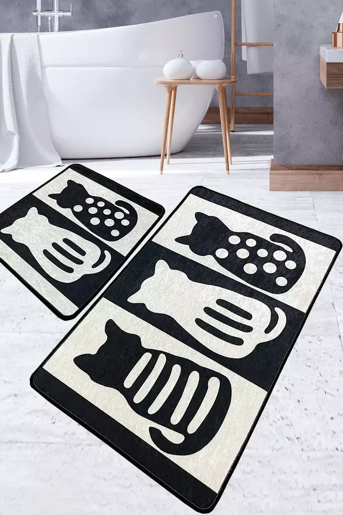 Badrumsmatta Set Mijölnir Flerfärgad 100% Polyester Antibakteriell Halkfri 50x60 cm & 60x100 cm - Badrumsmattor och våtrumsmattor - 8683342965002 - 1