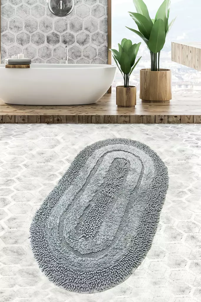 Badrumsmatta Mijölnir Grå 100% Bomull 80x130 cm - Badrumsmattor och våtrumsmattor - 8683743317332 - 1
