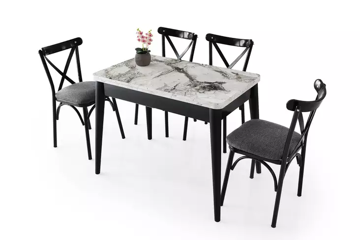 Matbord Hanah Home Dolunay Vit Marmormönster Spånskiva 100x75x60 cm - Matbord - 8684283011612 - 1
