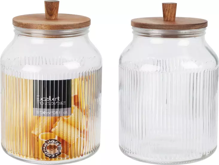 Glasförvaringsburk 3100ml, akaciaträlock, silikontätning - Hushållsprodukter - 8721037372022 - 1
