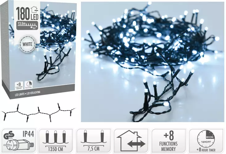LED-valosarja ulkokäyttöön 180 LEDiä - Ljusslingor - 8720573809962 - 1