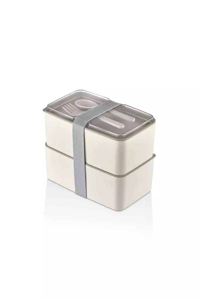 Matlåda Set Hermia Vit Grå Plast 2 Delar - Matlådor och matförvaringsbehållare - 8684282896432 - 1