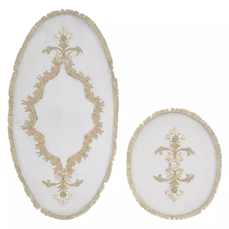 Badrumsmatta Set L'essentiel Krämvit 100% Polyester Halkfri Antibakteriell Maskintvättbar 55x65 cm & 65x115 cm - Badrumsmattor och våtrumsmattor - 8682870988972 - 1