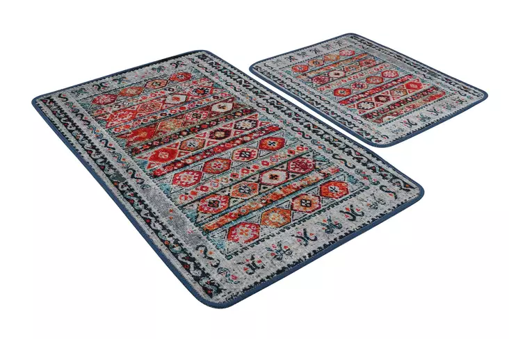 Badrumsmatta Set L'essentiel Flerfärgad 100% Polyester Antibakteriell Halkfri 50x60 cm & 60x100 cm - Badrumsmattor och våtrumsmattor - 8683342801232 - 1