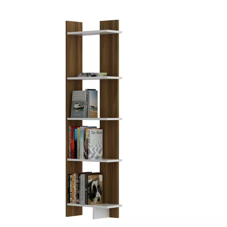 Bokhylla Hanah Home Als Valnöt Vit Spånskiva 45x170x22 cm - Bokhyllor - 8681875385502 - 1