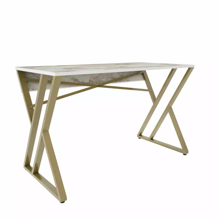 Skrivbord Hanah Home Gyza Vit Guld Spånskiva 120x60x75 cm - Skrivbord - 8683743118052 - 1