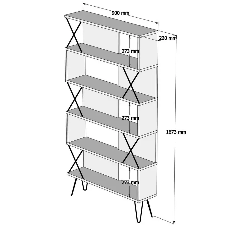 Bokhylla Hanah Home Extra Ek Spånskiva 90x167,3x22 cm - Bokhyllor - 8681875412932 - 1