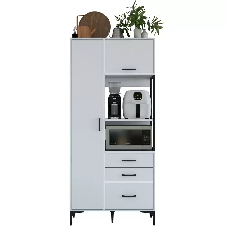 Förvaringsskåp Hanah Home JE112 Vit Spånskiva 90x198,6x40 cm - Skåp och byråer - 8684282480952 - 1