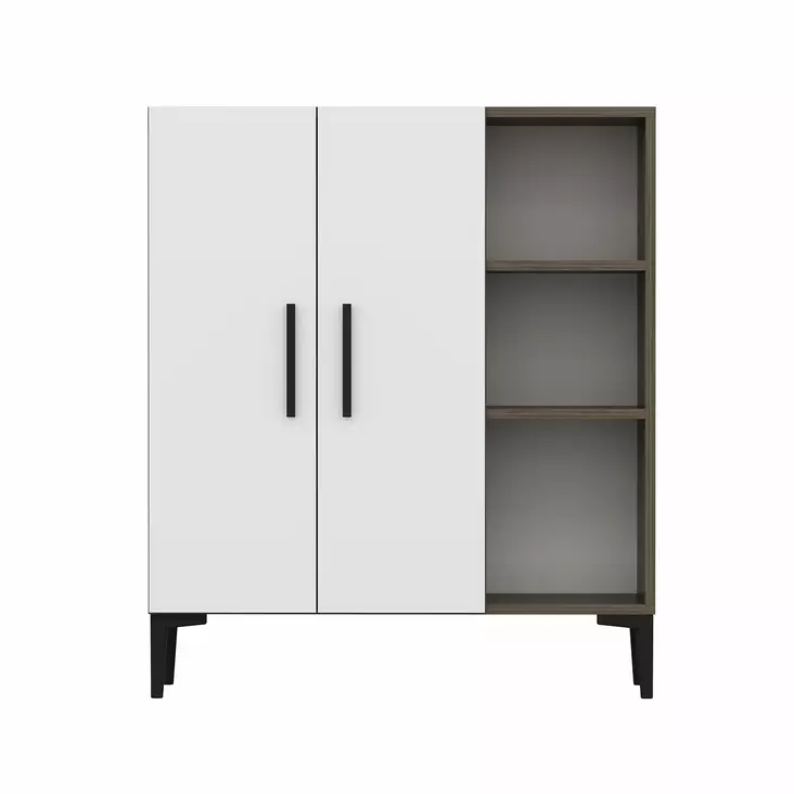 Förvaringsskåp Hanah Home Viva Valnöt Vit Spånskiva 90x105x32 cm - Skåp och byråer - 8683342938112 - 1